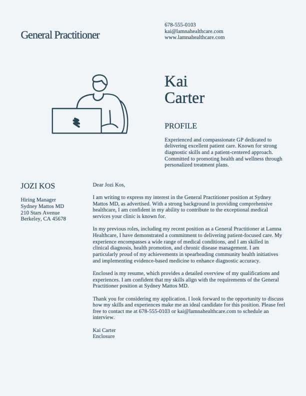 Modern graphic professional cover letter